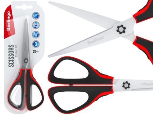 Nożyczki biurowe Berlingo Easycut 300 soft grip 20cm czerwone