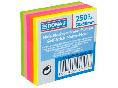 Kostka samoprzylepna Donau 50x50mm neon 250k