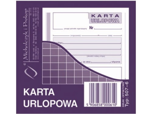 Karta urlopowa KU Mipro 2/3 A6 507-6