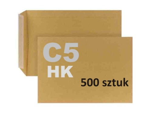 Koperty C5 brązowe HK z paskiem 500 sztuk