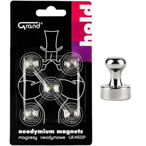 Magnesy neodymowe 16x12mm GRAND GR-N512P z uchwytem 5szt. /130-1965/