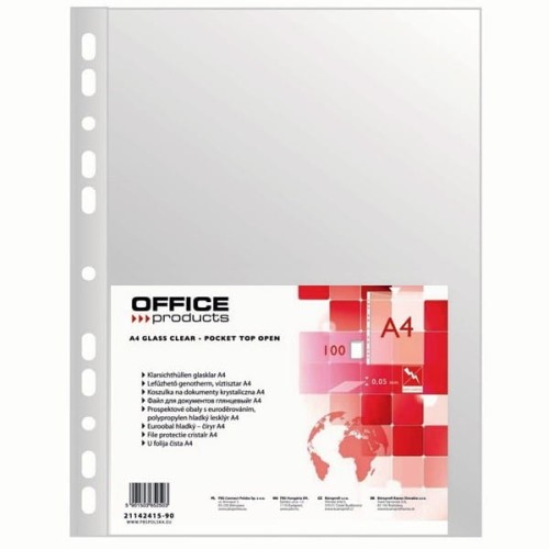 Koszulka zawieszkowa A4 40mic krystaliczna OFFICE PRODUCTS 100szt /21142215-90/