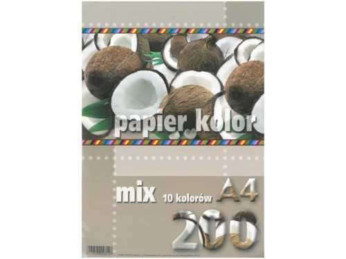 Papier Kreska A4 kolorowy mix 200 arkuszy 10 kolorów