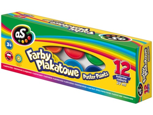 Farby plakatowe 12 kolorów 20ml AS /301219004/