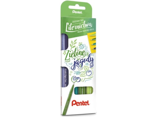 Zestaw pisaków do kaligrafii Pentel 4 kolory zielone jagody