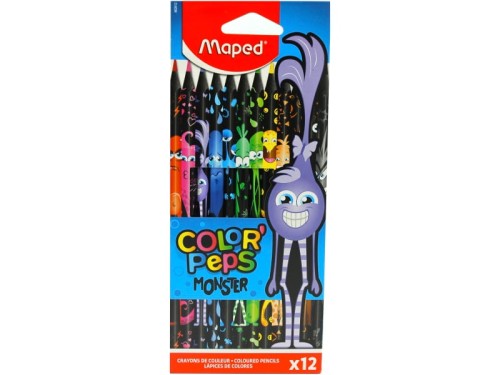 Kredki ołówkowe Maped colorpeps monster triangle 12 kolorów