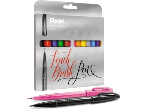 Pisaki pędzelkowe do kaligrafii Pentel Touch Brush Pen 12 kolorów