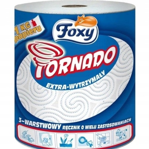 Ręcznik papierowy w roli biały celuloza 3-warstwowy 3x17,8g 82,2m 350 listków FOXY TORNADO 1szt.