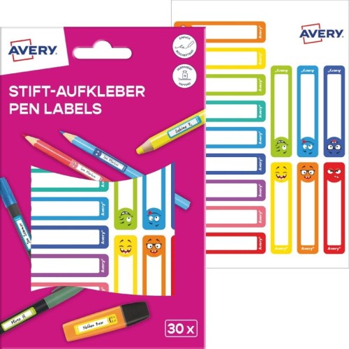Naklejki papierowe do oznaczania 50x10mm AVERY ZWECKFORM kolorowe buźki 30szt.