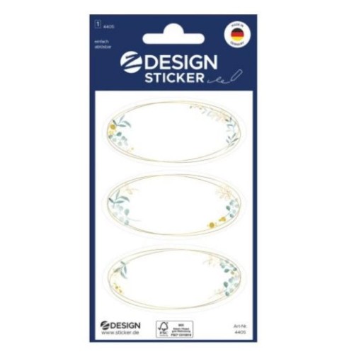 Naklejki Z-DESIGN papierowe owalna ramka kwiatowa 70x34mm AVERY ZWECKFORM 9szt.