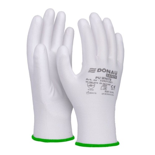 Rękawice montażowe DONAU SAFETY PU WHITE rozmiar XXL/11 białe 2szt.