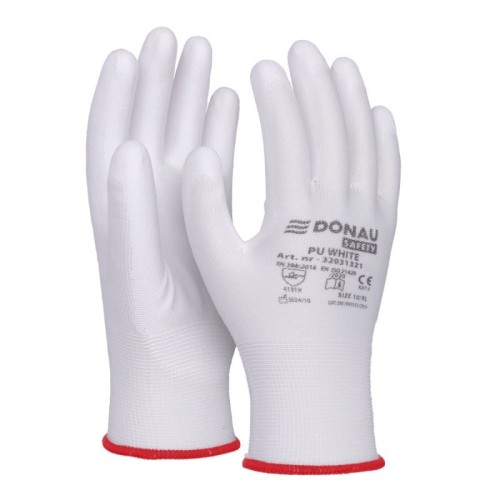 Rękawice montażowe DONAU SAFETY PU WHITE rozmiar XS/6 białe 2szt.