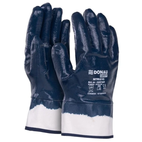 Rękawice robocze DONAU SAFETY NITRILE 03 rozmiar XL/10 biało-granatowe 2szt.