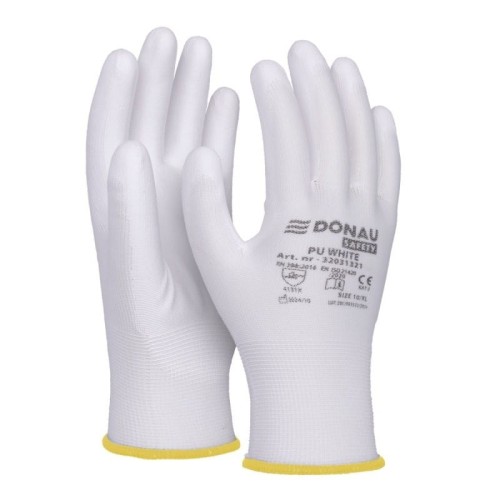 Rękawice montażowe DONAU SAFETY PU WHITE rozmiar M/8 białe 2szt.