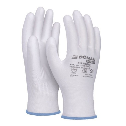 Rękawice montażowe DONAU SAFETY PU WHITE rozmiar L/9 białe 2szt.