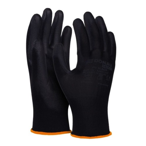 Rękawice montażowe DONAU SAFETY PU BLACK rozmiar S/7 czarne 2szt.