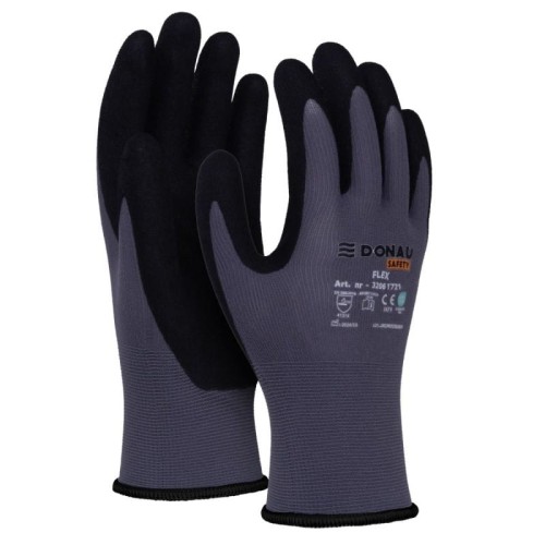 Rękawice montażowe DONAU SAFETY FLEX rozmiar XL/10 szaro-czarne 2szt.