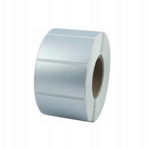 Etykiety na rolce foliowe poliestrowe 50x30mm 1000etykiet srebrne
