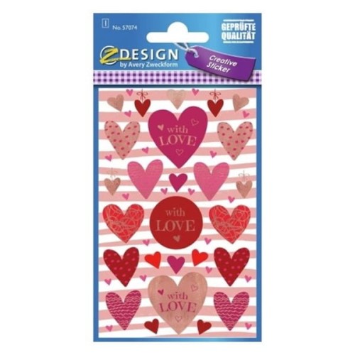Naklejki Z-DESIGN papierowe-love AVERY ZWECKFORM 26szt.