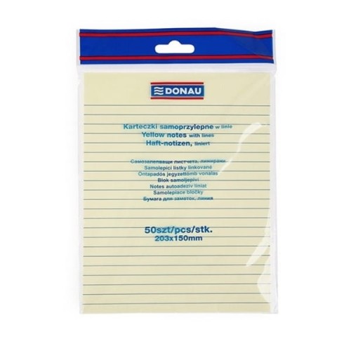 Notes samoprzylepny 150x203mm 50 kartek w linię żółty