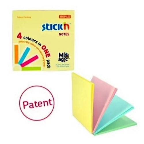 Notes samoprzylepny 76x76 mm 100 kartek pastelowy mix Stick'n Magic Pad