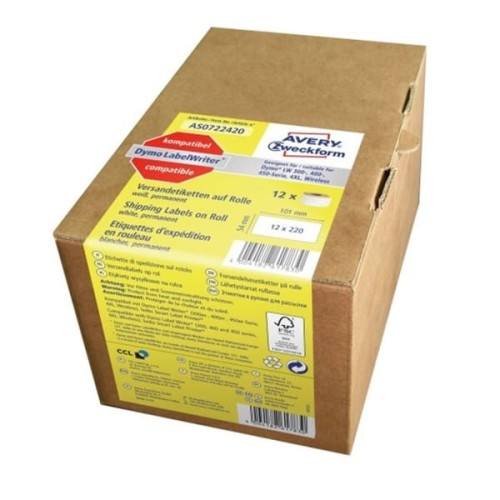 Etykiety na rolce papierowe 101x54mm 2640etykiet AVERY ZWECKFORM białe
