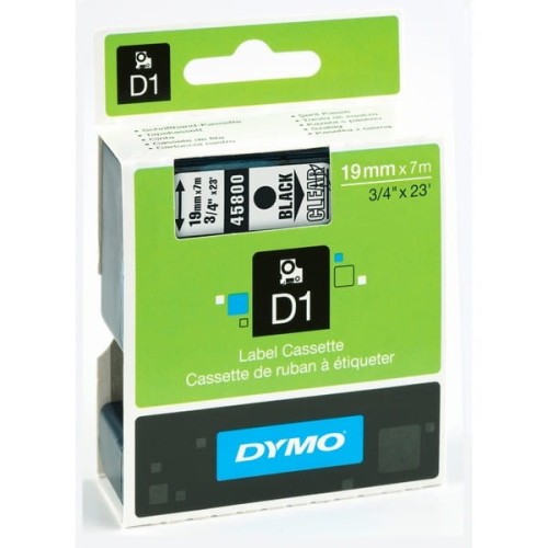 Taśma DYMO 19 mm/7m czarno-przeźroczysta