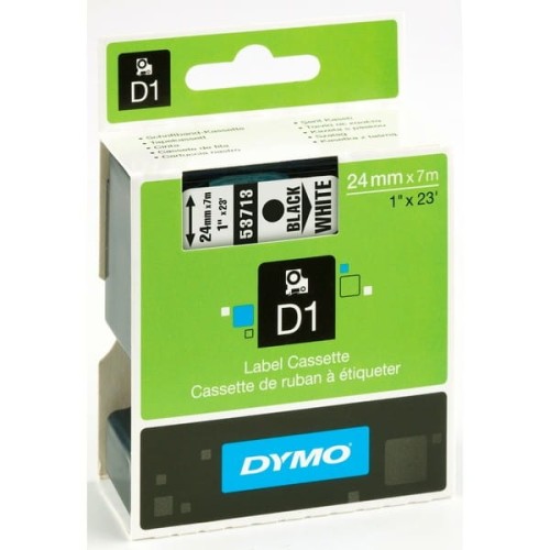 Taśma DYMO D1 24 mm/7m czarno-biała 53713