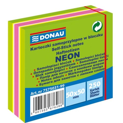 Notes samoprzylepny 50x50mm 250 kartek neon-pastel zielony DONAU