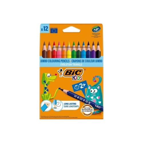 Kredki ołówkowe trójkątne JUMBO 12 kolorów BIC KIDS