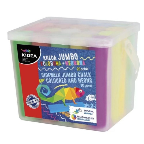 Kreda chodnikowa JUMBO kolorowa + neonowa KIDEA 20szt.