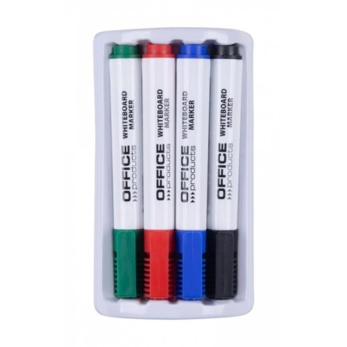 Marker suchościeralny okrągły 1-3mm OFFICE PRODUCTS 4 kolory + gąbka