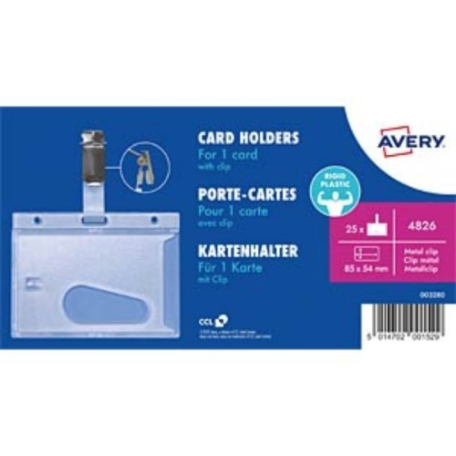 Identyfiaktor holder na karty z klipsem 54x85mm AVERY ZWECKFORM 25szt.