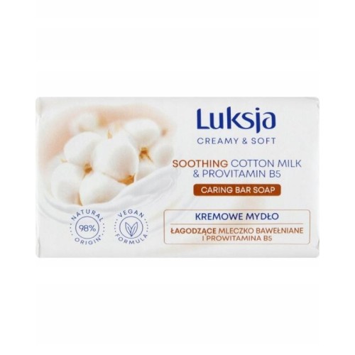 Mydło kostka 90g LUKSJA kremowe mleczko bawełniane i prowitamina B5 niebieskie