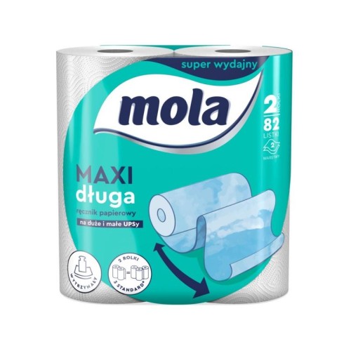 Ręcznik papierowy kuchenny biały celuloza 2-warstwowy 2x18,5g 18,04m MOLA MAXI długa 2szt.
