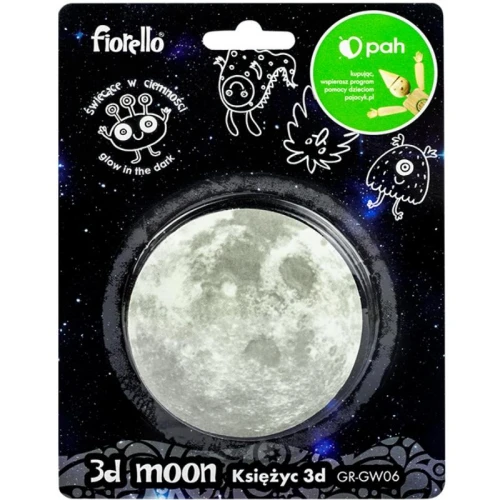 Naklejki fluorescencyjne FIORELLO GR-GW06 arkusz średnica 8,5cm księżyc 3D