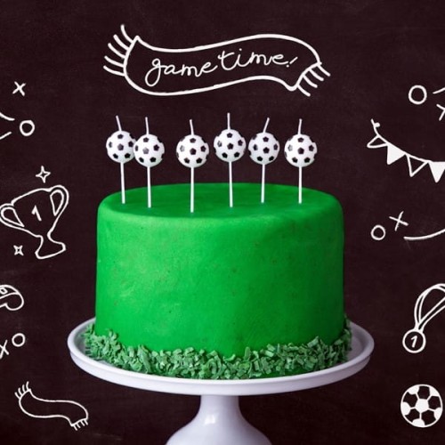 Świeczki urodzinowe 2,5cm PARTYDECO piłki biało-czarne 6szt.