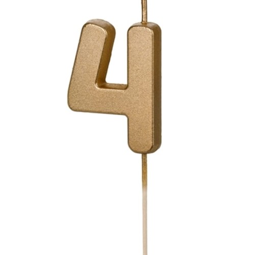 Świeczka urodzinowa 4,5cm PARTYDECO CYFRA "4" złota 1szt.