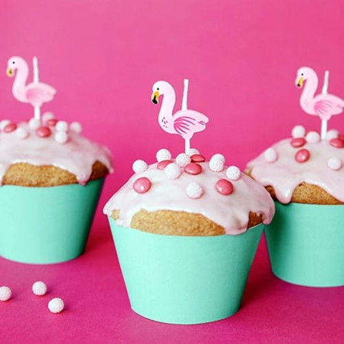 Świeczki urodzinowe 3cm PARTYDECO flamingi różowe 5szt.