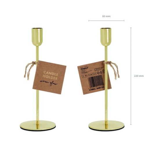 Świecznik metalowy 8x22cm PARTYDECO złoty 1szt.