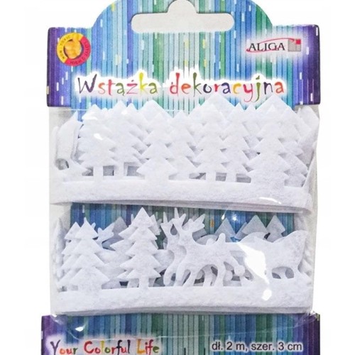 Wstążka dekoracyjna 3,0cm x 2,0m choinki renifery domki mix kolorów