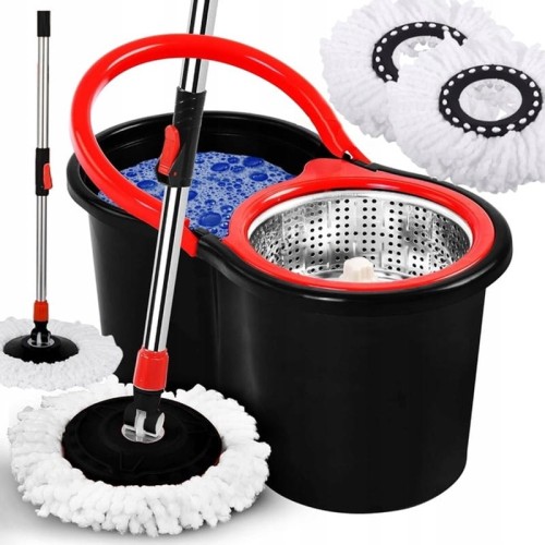 Wiadro + mop obrotowy okrągły SPIN TURBO 3w1 + 2 nakładki z mikrofibry