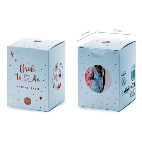 Szarfa 75x9,5cm PARTYDECO papierowa z kolorowy i metalicznym nadrukiem bride to be biała 1szt.