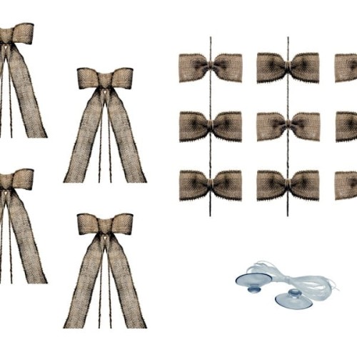 Zestaw dekoracji samochodowych PARTYDECO kokardki girlanda 6m i 4 kokardki 15x42cm, 6 przyssawek i żyłka jutowy