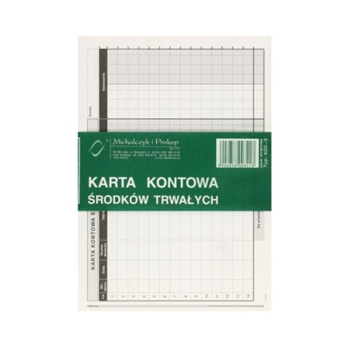 Druk Karta Kontowa Środków Trwałych MICHALCZYK I PROKOP 20szt