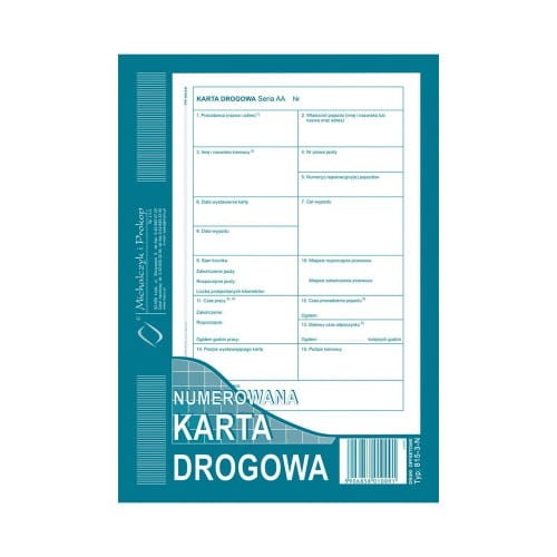 Druk offsetowy karta drogowa A5 50 kartek numerowana MICHALCZYK I PROKOP 1szt.