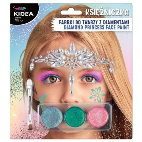 Makijaż/farby do malowania twarzy KIDEA 3 kolory księżniczka + diamenty