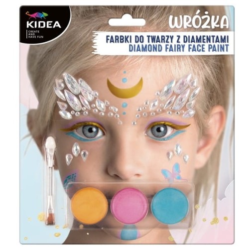 Makijaż/farby do malowania twarzy KIDEA 3 kolory wróżka + diamenty