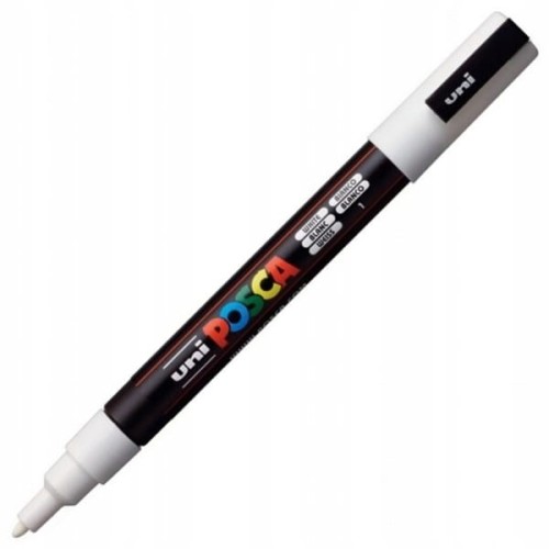 Marker z farbą plakatową okrągły 0,9-1,3mm UNI POSCA PC-3M biały NR 1 1szt.