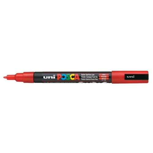 Marker z farbą plakatową okrągły 0,9-1,3mm UNI POSCA PC-3M czerwony NR 15 1szt.